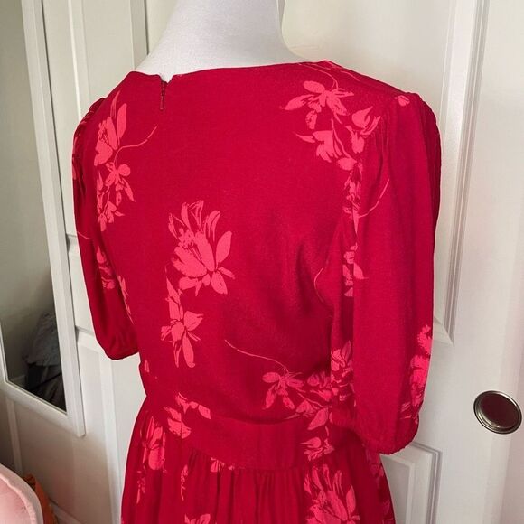 Chelsea28 Red Floral Button Front Dress size Medium - Picture 7 of 15